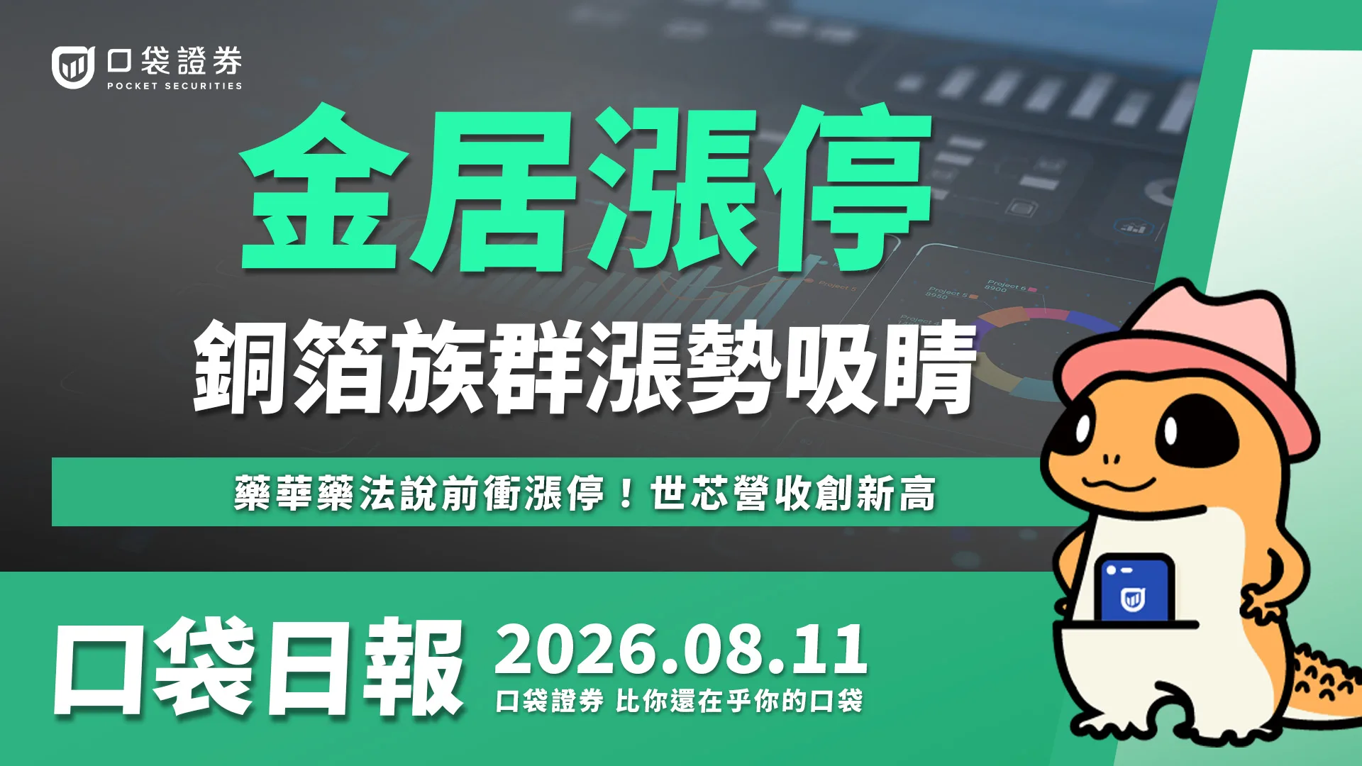 金居攻漲停!藥華藥法說前噴漲,世芯營收翻倍大爆發!|口袋日報|2026.08.11