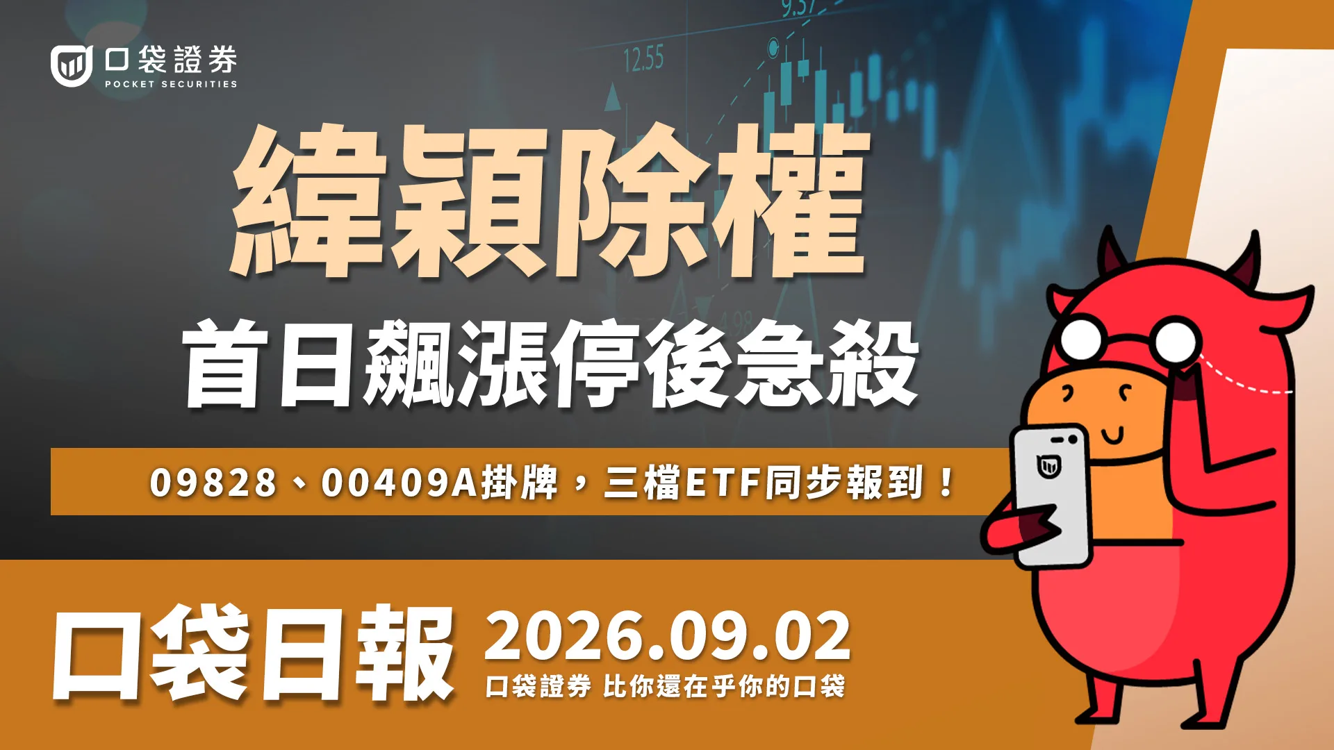 緯穎除權秀,股價降至2字頭!009828、00409A掛牌,三檔ETF同步報到!|口袋日報|2026.09.02